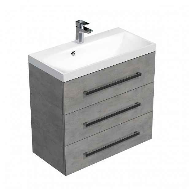 Koupelnová skříňka s umyvadlem Naturel Cube Way 80x76,5x40 cm beton CUBE2803BE