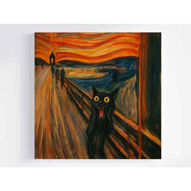 Obraz Na Plátně Canvas Grafika Munch Styl Křik Černá Kočka 50x50