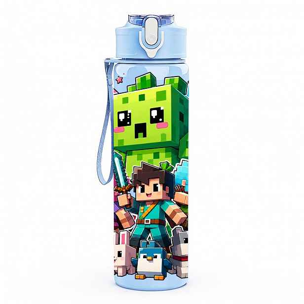 TEMU 1ks Creeper Block Figurka s Vzorem Kolekce Kreslených Zvířat, 750ml/26oz Barevná Plastová Sportovní Láhev na Vodu, Termohrnek, Roztomilý