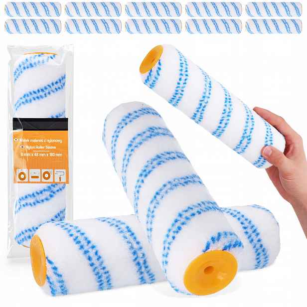 10 x Malířský Váleček 25 cm Nylonový Náhradní náplň Váleček Vodových Barev Emulze Sh
