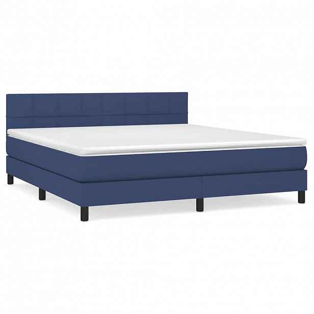 vidaXL Box spring postel s matrací modrá 160x200 cm textil