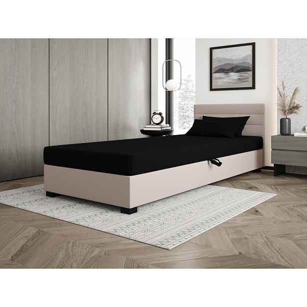 Čalouněná postel 80x195 KASANDRA 1 s úložným prostorem - černá / ecru