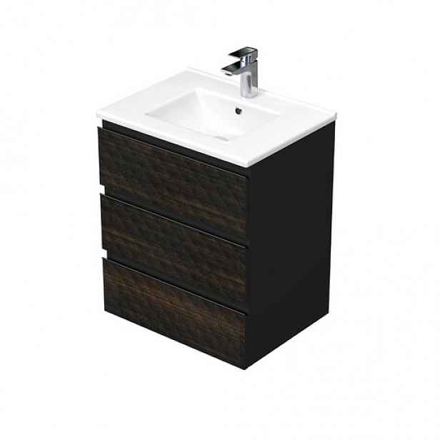 Koupelnová skříňka s umyvadlem SAT Cube Way 60x71x46 cm hnědá mat CUBE3D603ZHMOD