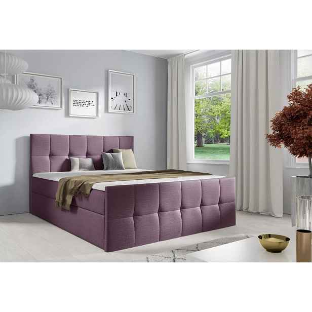 Manželská postel CHLOE - 160x220, fialová 1 + topper ZDARMA