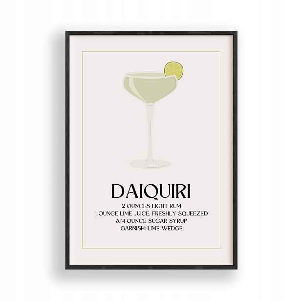 Obraz Daiquiri Plakát Rámeček Dřevěný Černý 30x42 cm