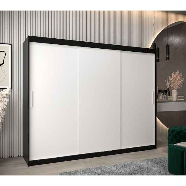 Skříň s posuvnými dveřmi v šířce 250 cm TIMEA - černá / bílá