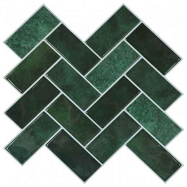 vidaXL Dlaždice vzoru rybí kosti 10 ks Tmavě zelená 30 x 30 cm