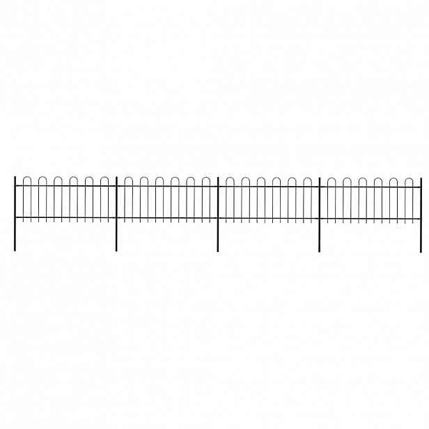 vidaXL Zahradní plot s obloukem nahoře ocelový 671 x 80 cm černý