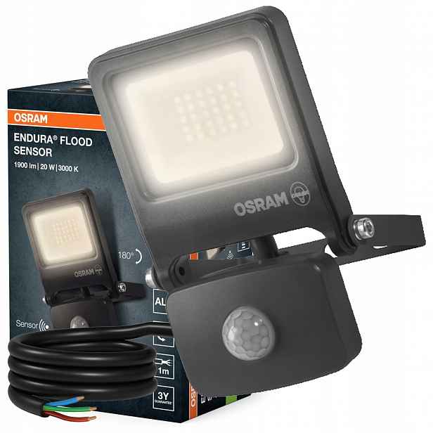 Led reflektor s pohybovým a soumrakovým senzorem 20W 3000K 1800lm IP44 Endura