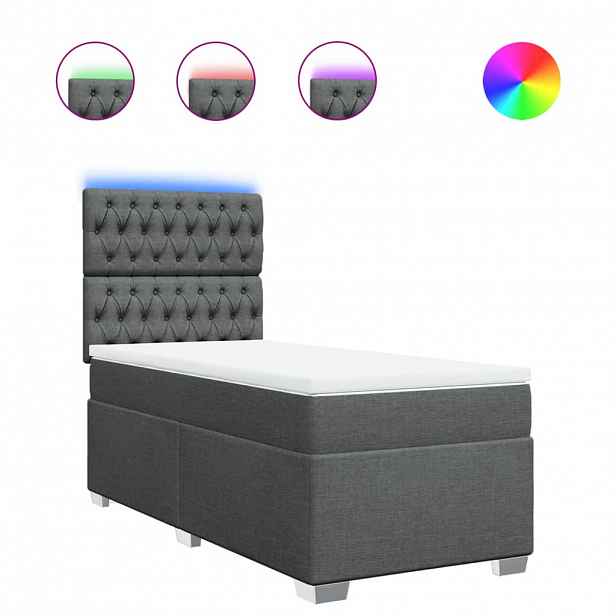 vidaXL Box spring postel s matrací tmavě šedá 90x200 cm textil