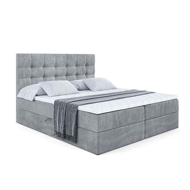 ALTDECOR KONTINENTÁLNÍ POSTEL s matrací H4 - BERO - 180x200 cm Šedá
