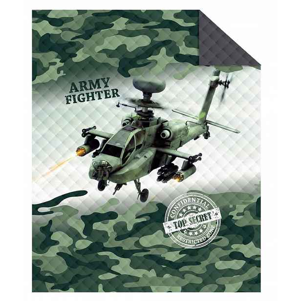 Detexpol Přehoz na postel Army vrtulník Polyester, 170/210 cm (DL-555923)