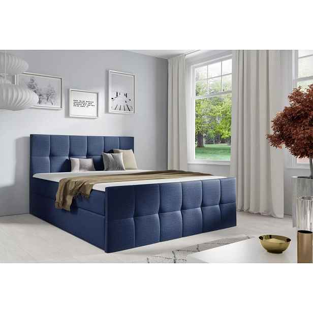 Manželská postel CHLOE - 160x220, modrá 3 + topper ZDARMA