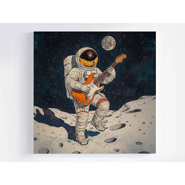 Obraz Na Plátně Canvas Vesmír Astronaut Kytara Rock Planeta Hudba 50x50