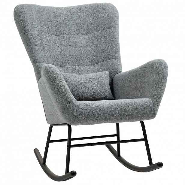 Redom HOUPACÍ křeslo 95/67/100 cm s boční kapsou a potahem z imitace beránčí kůže, Šedá