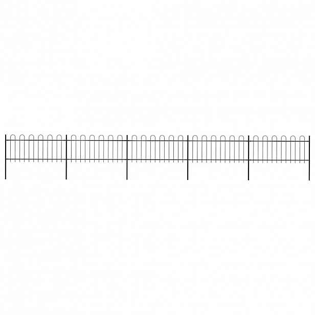 vidaXL Zahradní plot s obloukem nahoře ocelový 838 x 80 cm černý