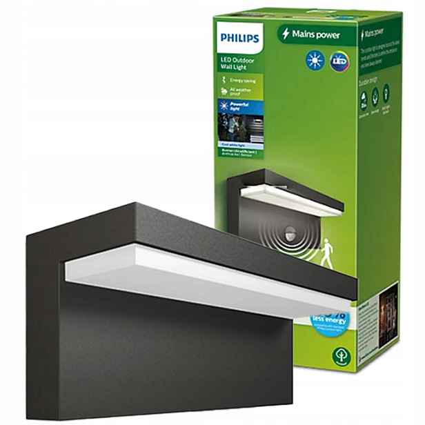 Led zahradní lampa Fasádní nástěnné svítidlo 3,8W Snímač pohybu Antracit Philips