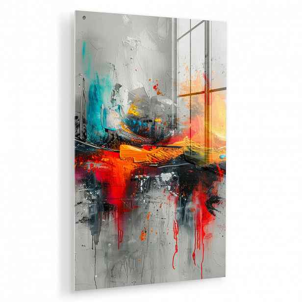 MuchoWow OBRAZ NA AKRYLOVÉM SKLE Moderní umění - Oranžová - Šedá - Abstraktní 40x60 cm