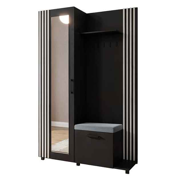 MASSENO MODERNÍ PŘEDSÍŇOVÁ SESTAVA ARMADIO, 137/207/42 cm, černá