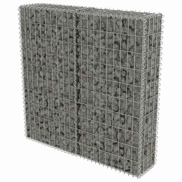 vidaXL Gabionová zeď s kryty z pozinkované oceli 100 x 20 x 100 cm