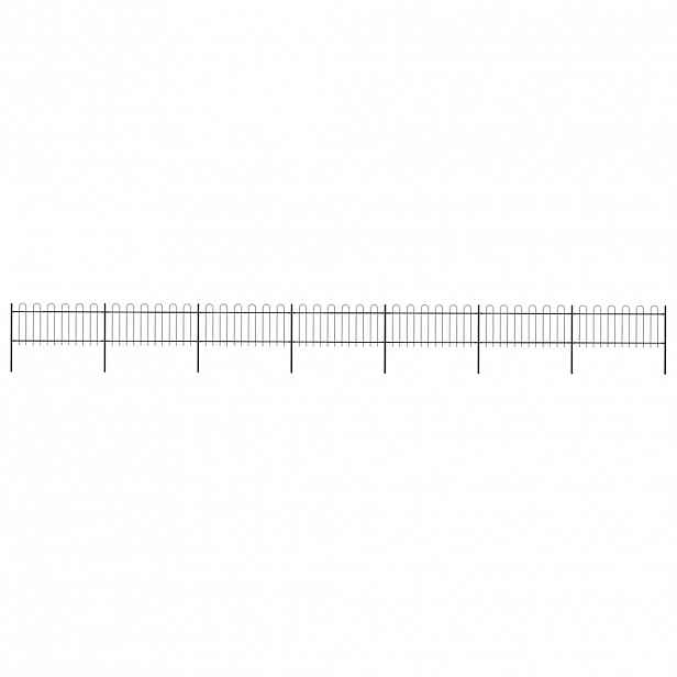 vidaXL Zahradní plot s obloukem nahoře ocelový 1172 x 80 cm černý