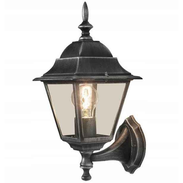 Zahradní Nástěnné Svítidlo horní IP44 černá lampa stříbrná