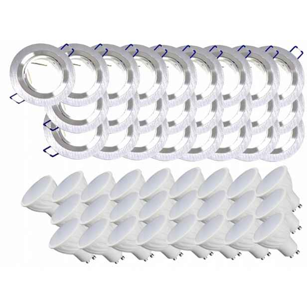 25x Hliníková Lampička Inox Ocel Kartáčovaná Led Žárovky 7W