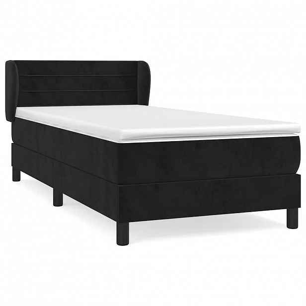 vidaXL Box spring postel s matrací černá 90x200 cm samet