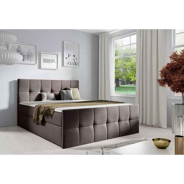 Manželská postel CHLOE - 160x220, hnědá + topper ZDARMA
