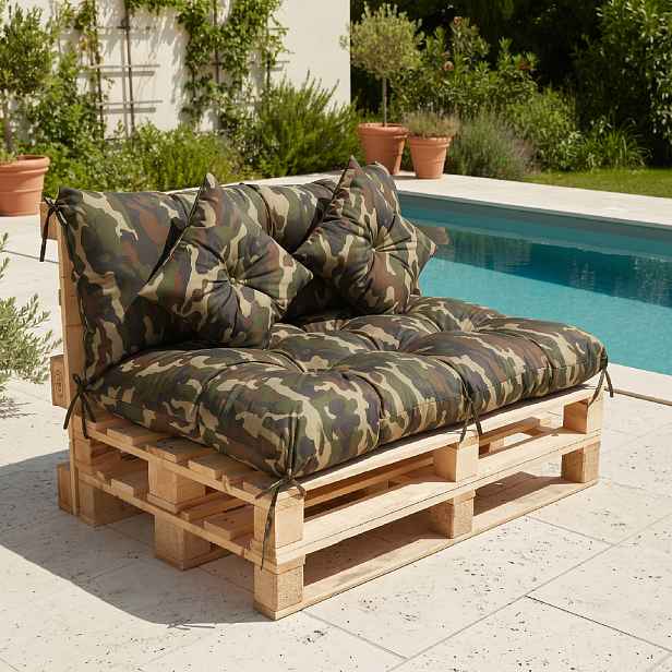 Polstr CARLOS color 98 khaki, sedák 120x80 cm, opěrka 120x40 cm, paletové prošívané sezení Mybesthome