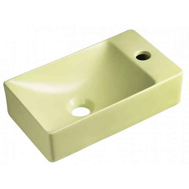 Sapho Small - Umývátko Margitha 38x22 cm, bez přepadu, otvor pro baterii, pistáciová MGT38223