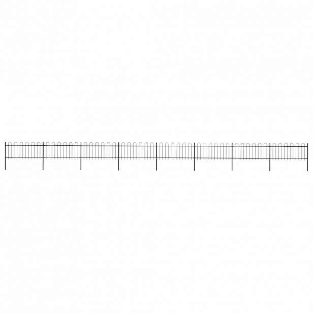 vidaXL Zahradní plot s obloukem nahoře ocelový 1339 x 80 cm černý
