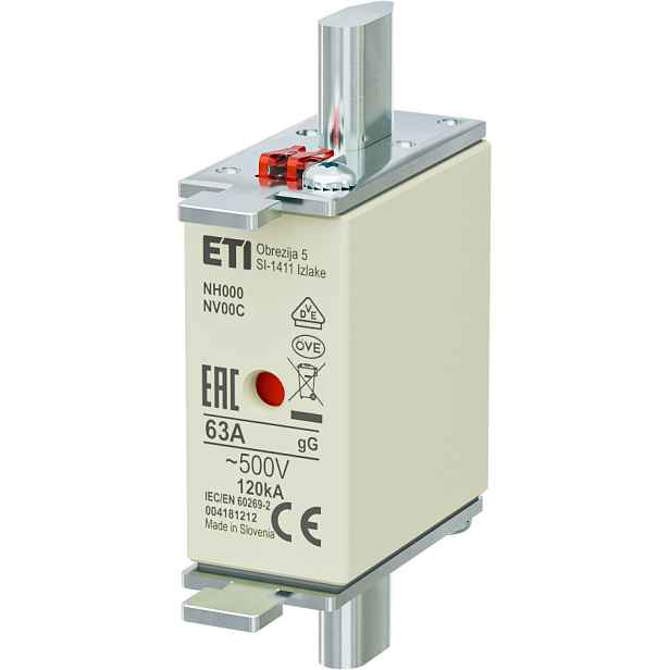 Vložka pojistková nožová ETI NH000 63 A