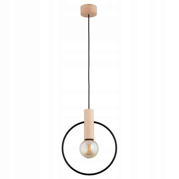 Závěsná skandinávská lampa Alfa Labo dřevo/černá 1xE27 15W