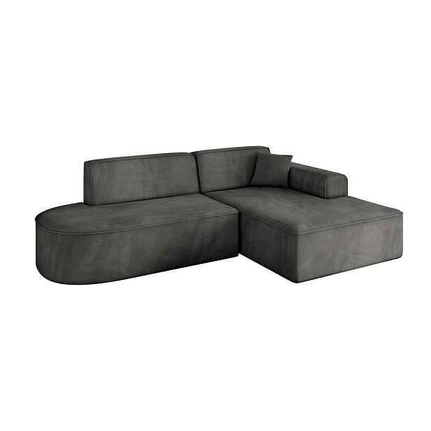 ALTDECOR ROHOVÁ SEDAČKA s otomanem, pravá IREA-L1-v3 232x165x77 Tmavě šedá Velur