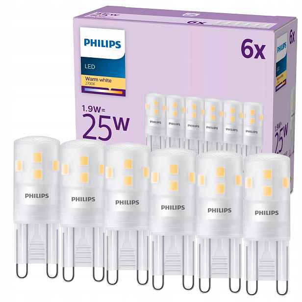 Led žárovka G9 Kapsle 1.9W 25W 2700K Teplá Premium Philips 6 ks