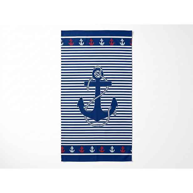 Rychleschnoucí plážová osuška MARITIMO modro-bílá 70 x 140 cm, 100% mikrovlákno