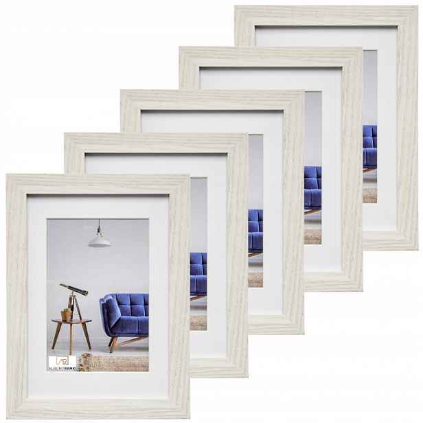 Sada 5 x Rámeček na fotografii formátu A4 21x29,7, bílá s Passepartout 15x20