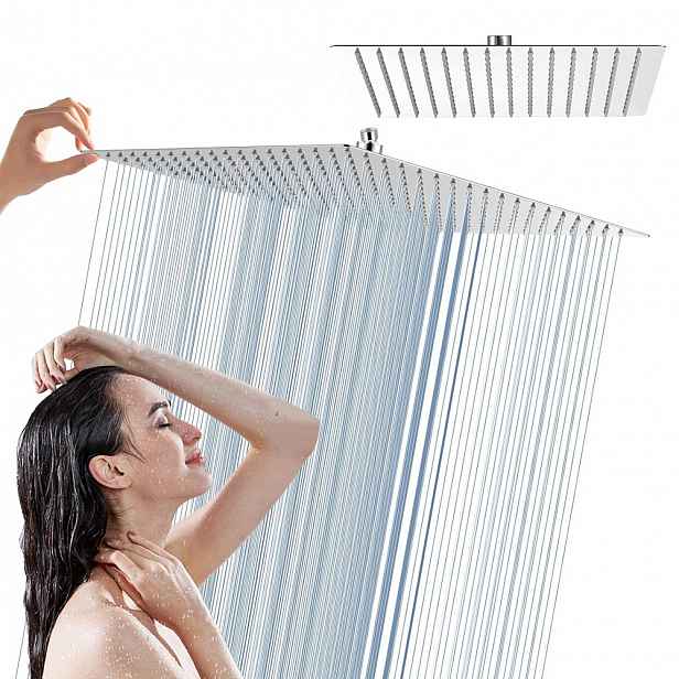 Sprchová Hlavice Čtvercová Slim Chrom 40×40 CM Otočná
