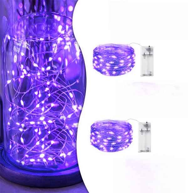 TEMU 2ks/4ks/Sada, Halloweenská dekorace, Světla, 2M 20LED, Fialová světelná řetěz, Mini světlo, Světelka Hvězdná , Vánoční světlo, Vnitřní světelný