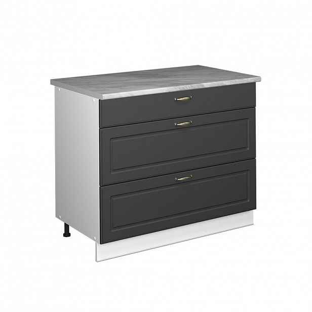 Vicco SPODNÍ SKŘÍŇKA KUCHYŇSKÉ LINKY Fame-Line, Anthrazit-Gold Landhaus/Bílá, 100 cm, PD Mramor