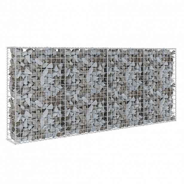 vidaXL Gabionová zeď s víky z pozinkované oceli 200 x 20 x 85 cm