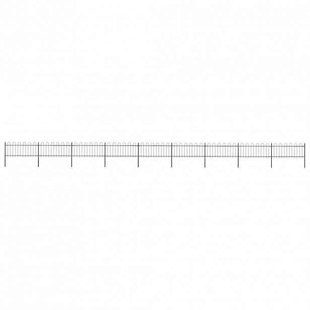 vidaXL Zahradní plot s obloukem nahoře ocelový 1506 x 80 cm černý