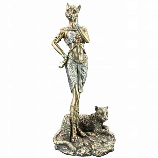 Figurka Socha Egyptská soška Bohyně Bastet S Panterem Veronese WU76880A4