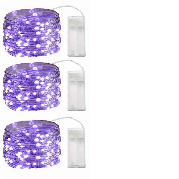 TEMU 3ks/SADA 1m 10LED Fialová LED Řetězová Světla, Na Baterie. Vhodné pro Domácí Dekoraci, Narozeninové Párty, Svatby, Ložnice, Stěny, Romantickou