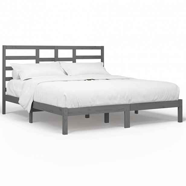 vidaXL Rám postele šedý masivní dřevo 200 x 200 cm