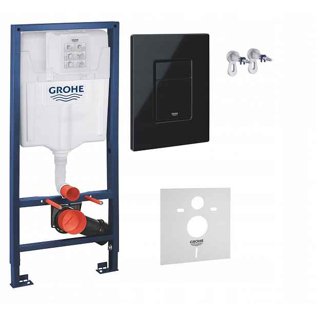 Kompletní podomítkový Wc set – rám Grohe tlačítko černý lesk