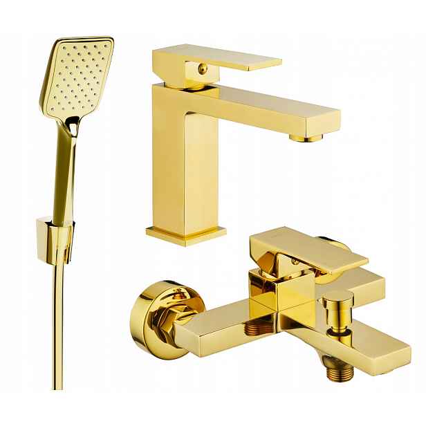 Luxusní Mexen Uno R62 zlatá vanová souprava Mosaz, 71403R62-50
