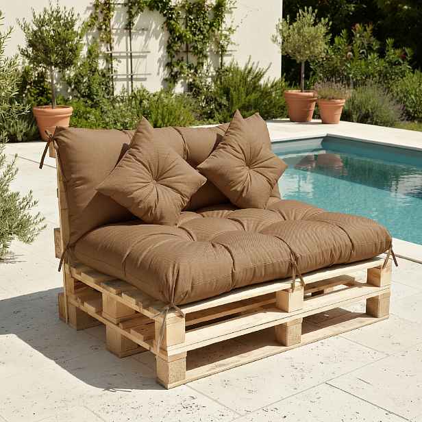 Polstr CARLOS color 44 cappuccino, sedák 120x80 cm, opěrka 120x40 cm, paletové prošívané sezení Mybesthome mall VO