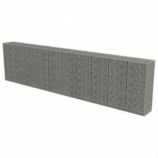 vidaXL Gabionová zeď s víky z pozinkované oceli 600 x 50 x 150 cm